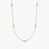 14K Solid Gold 5-Stone Diamond Station Necklace