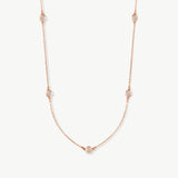 14K Solid Gold 5-Stone Diamond Station Necklace
