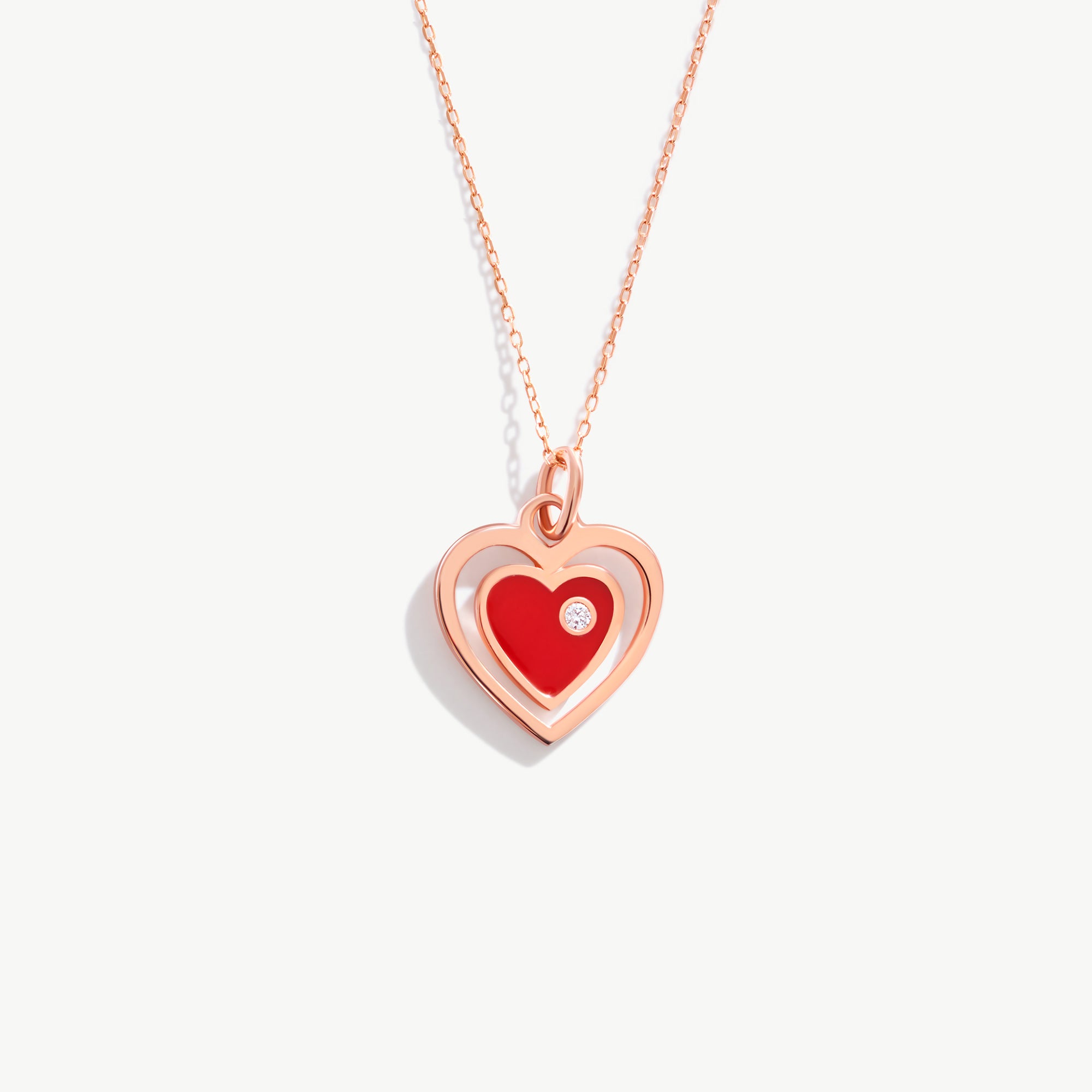 14K Solid Gold Diamond Heart Necklace