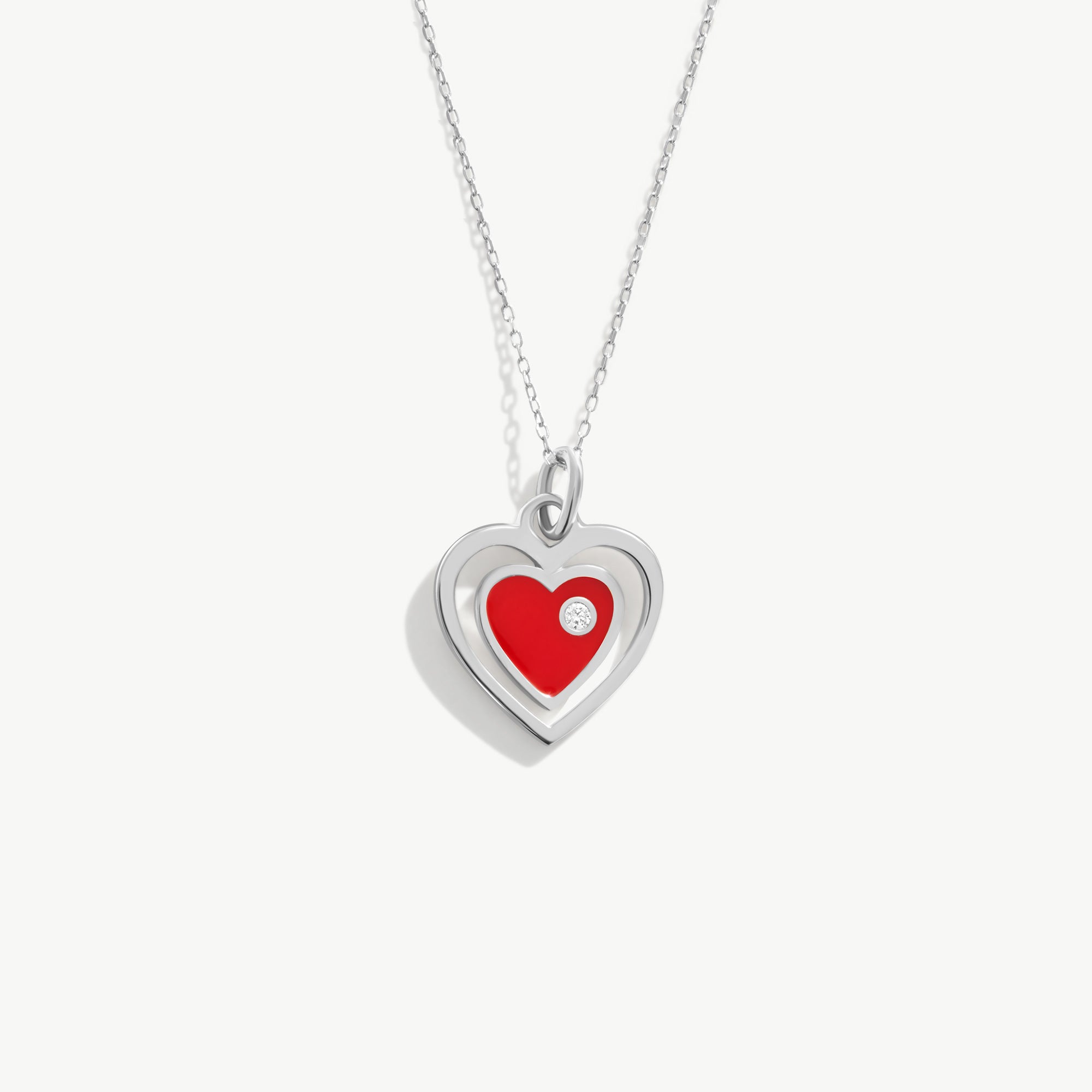 14K Solid Gold Diamond Heart Necklace
