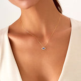 Evil Eye Necklace with Sapphire and Cubic Zirconia