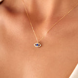 Evil Eye Necklace with Sapphire and Cubic Zirconia