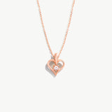 14K Solid Gold Diamond Heart Necklace