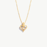 14K Solid Gold Diamond Heart Necklace