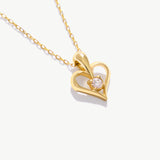 14K Solid Gold Diamond Heart Necklace