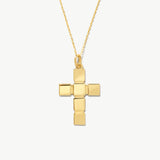 14K Solid Gold Flat Cross Necklace
