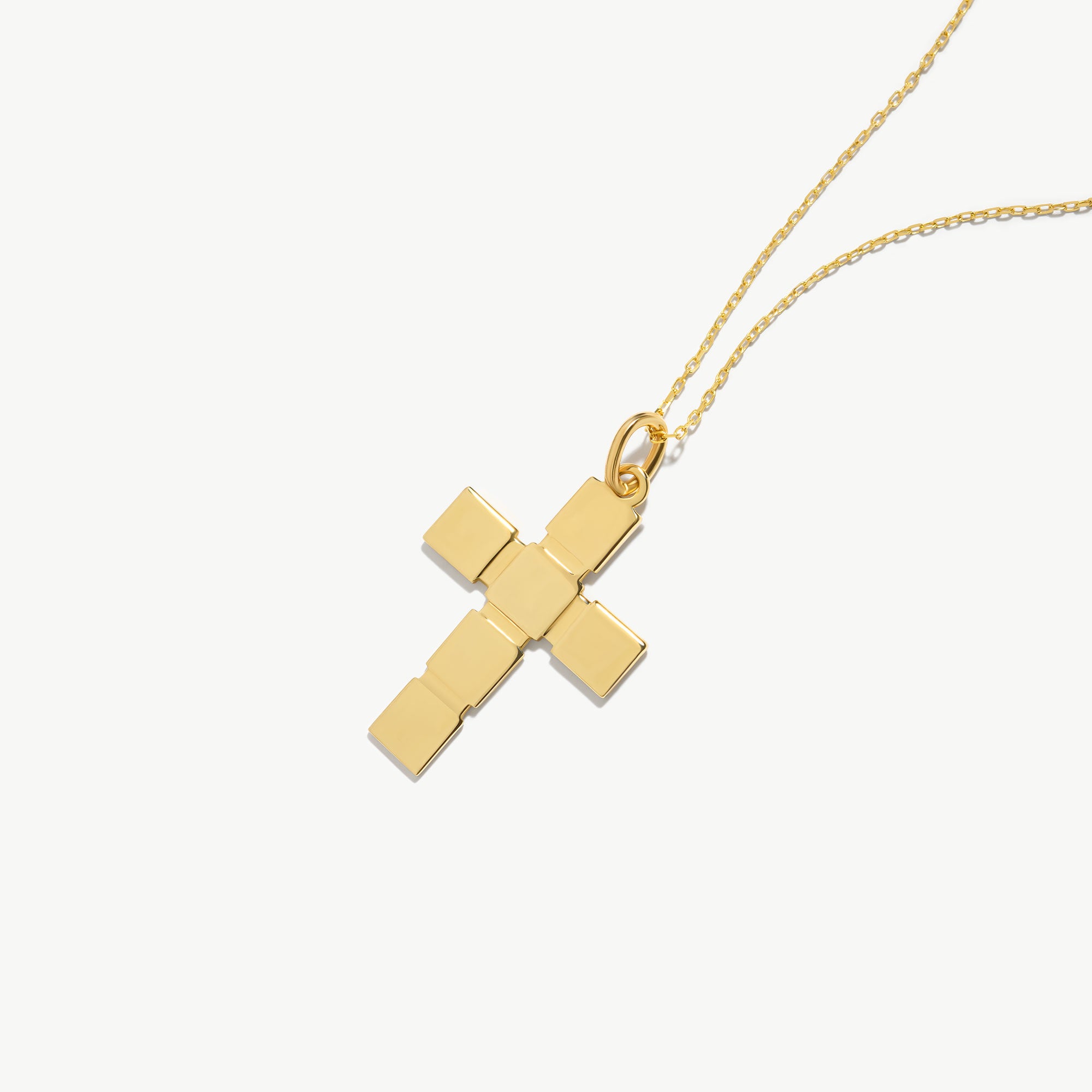 14K Solid Gold Flat Cross Necklace