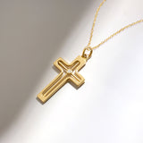 14K Solid Gold Cross Necklace with Diamond