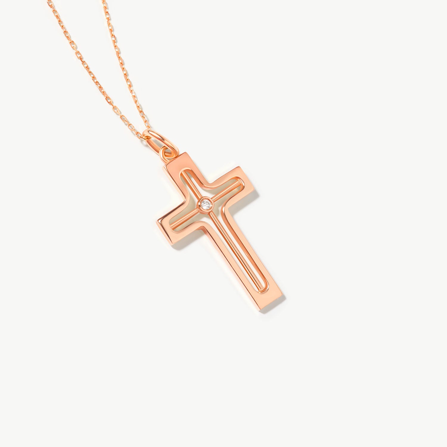 14K Solid Gold Diamond Cross Necklace