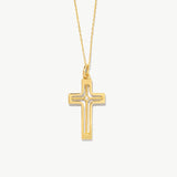 14K Solid Gold Cross Necklace with Diamond