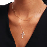 14K Solid Gold Cross Necklace with Diamond
