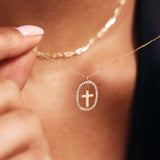 14K Solid Gold Custom Cross Necklace