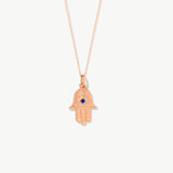 Hamsa Hand Necklace with Sapphire and Diamond