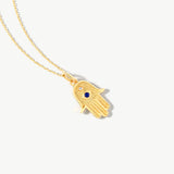 Hamsa Hand Necklace with Sapphire and Diamond
