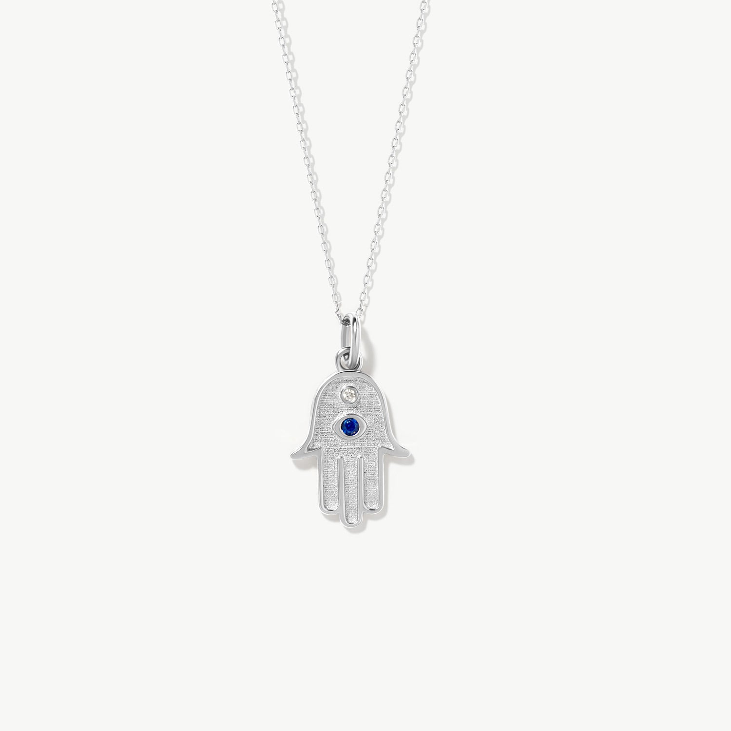 Hamsa Hand Necklace with Sapphire and Diamond