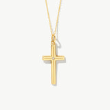 14K Solid Gold Unisex Cross Necklace with Diamond