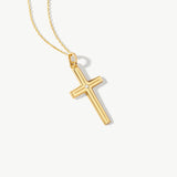 14K Solid Gold Unisex Cross Necklace with Diamond