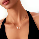 14K Solid Gold Butterfly Necklace