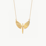 14K Solid Gold Diamond St. Michael Necklace, Archangel Pendant, Guardian Angel