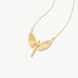 14K Solid Gold Diamond St. Michael Necklace, Archangel Pendant, Guardian Angel