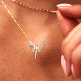 14K Solid Gold Diamond St. Michael Necklace, Archangel Pendant, Guardian Angel