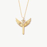 14K Solid Gold Saint Michael Archangel with Diamonds