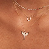 14K Solid Gold Saint Michael Archangel with Diamonds