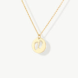14K Solid Gold Baby Footprints Necklace