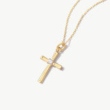 14K Solid Gold Cross Necklace: Dainty Religious Jewelry
