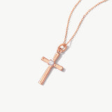 14K Solid Gold Cross Necklace: Dainty Religious Jewelry