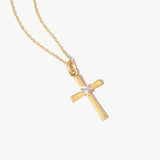 14K Solid Gold Cross Necklace: Dainty Religious Jewelry