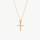 14K Solid Gold Cross Necklace: Dainty Religious Jewelry