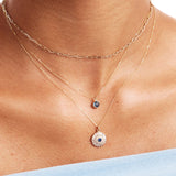 14K Solid Gold Evil Eye Necklace: Protection Pendant