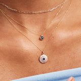 14K Solid Gold Evil Eye Necklace: Protection Pendant