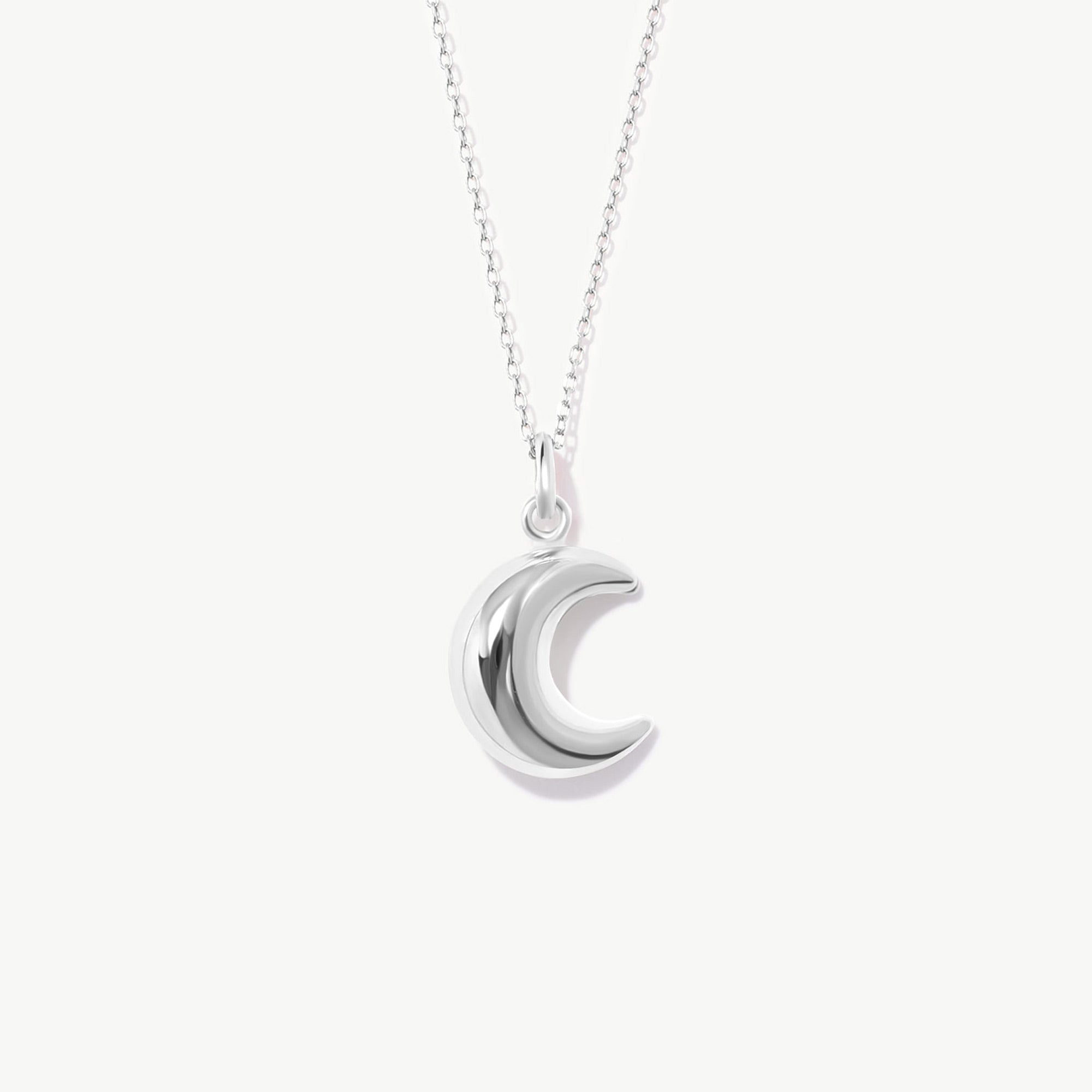 14K Solid Gold Crescent Moon Necklace