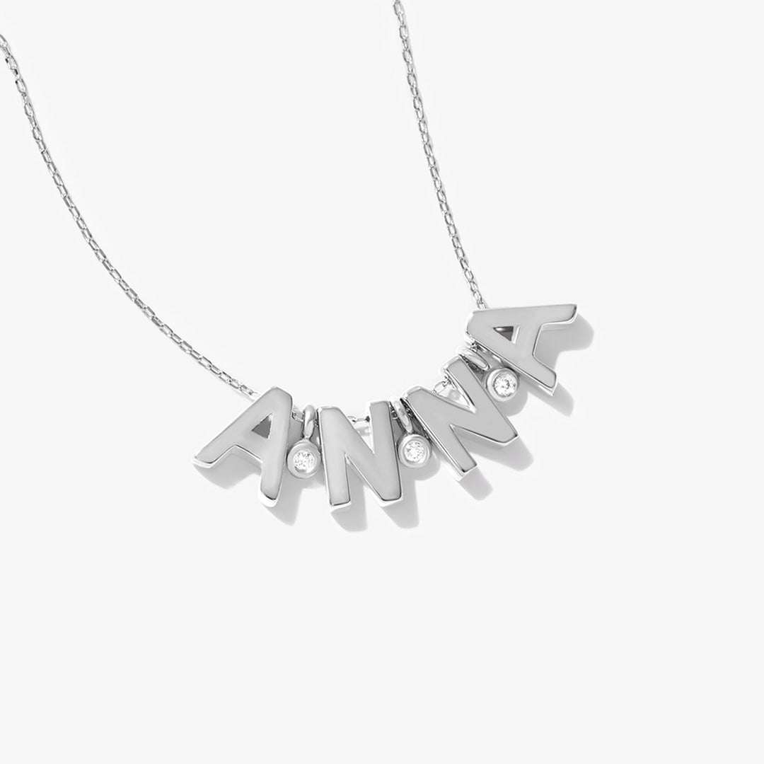 14K Solid Gold Custom Name Necklace with Diamond