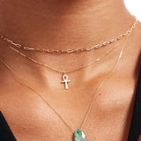 14K Solid Gold Ankh Necklace: Symbol of Life