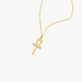14K Solid Gold Ankh Necklace: Symbol of Life
