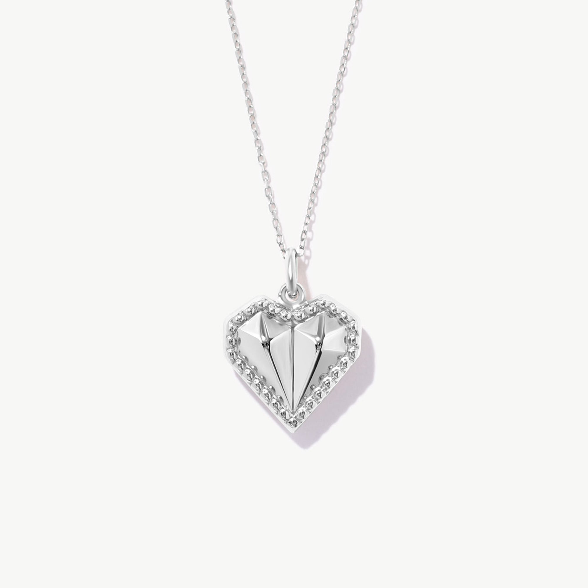 14K Solid Gold Geometric Heart Necklace
