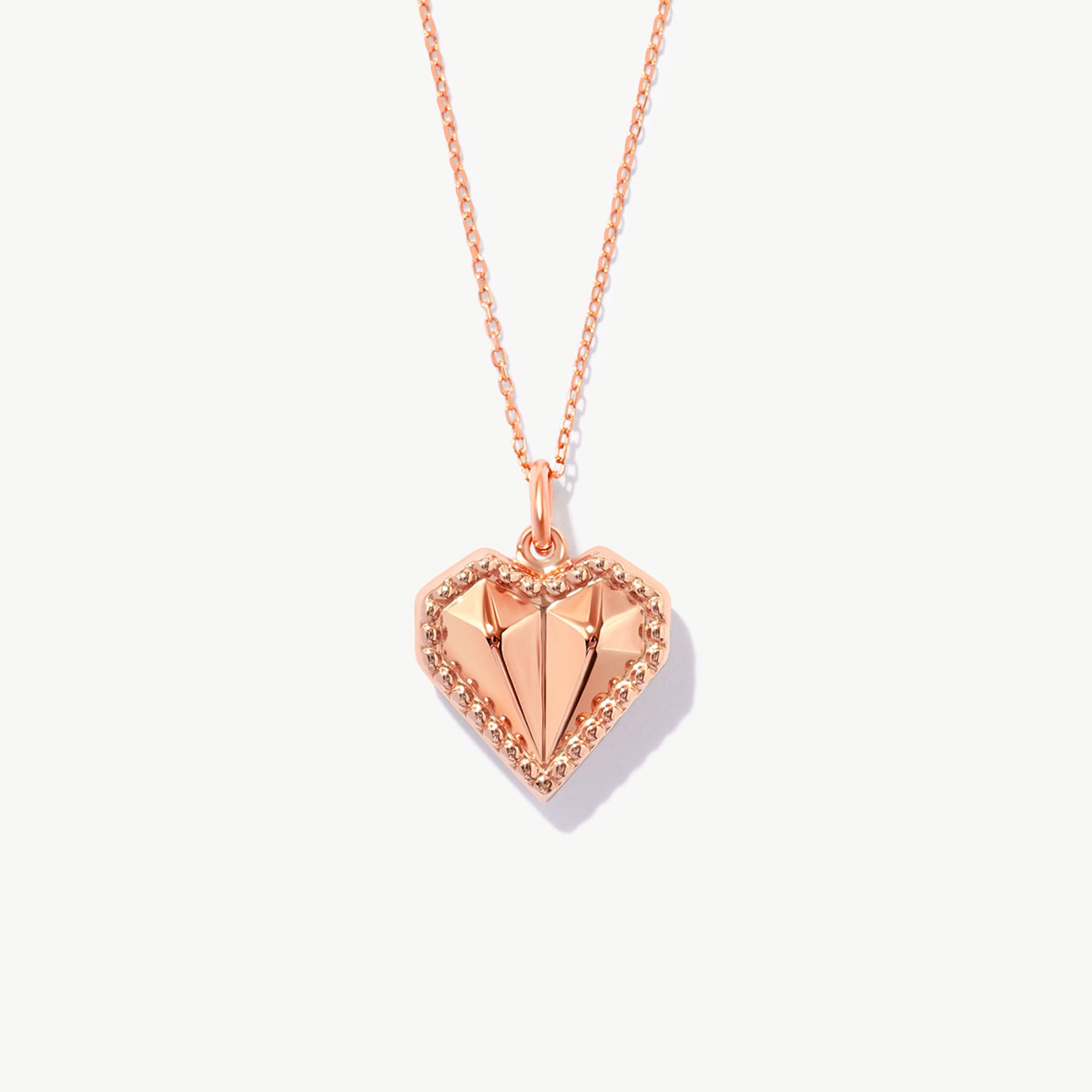 14K Solid Gold Geometric Heart Necklace
