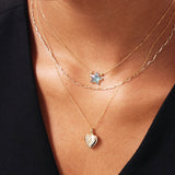 14K Solid Gold Puffy Heart Necklace