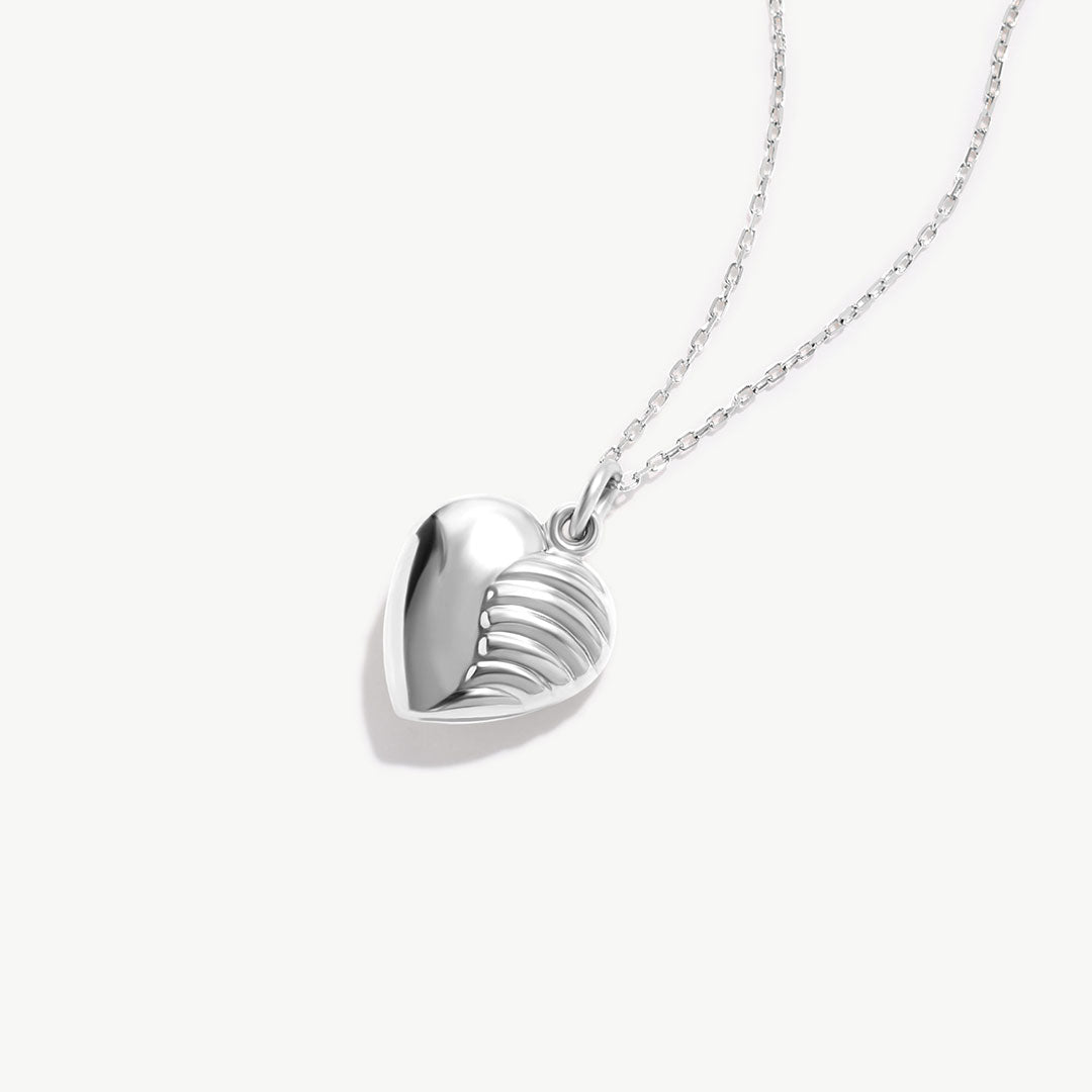 14K Solid Gold Puffy Heart Necklace