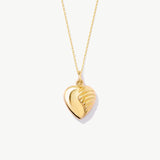 14K Solid Gold Puffy Heart Necklace