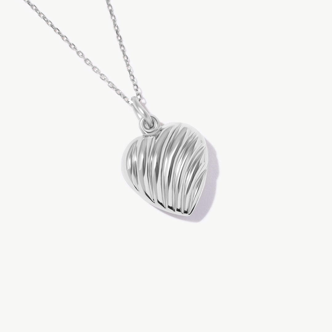 14K Solid Gold Puffy Heart Necklace