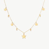 Station Star Necklace with Diamond Beads