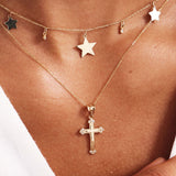 Station Star Necklace with Diamond Beads