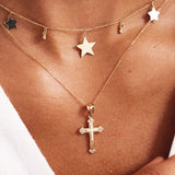 14K Solid Gold Cross Necklace: Dainty Christian Jewelry
