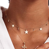 Station Star Necklace with Diamond Beads