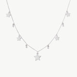 Station Star Necklace with Diamond Beads