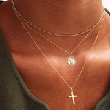 14K Solid Gold Oval & Rectangle Pendant Necklaces